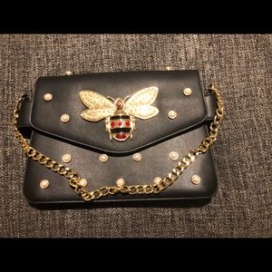 Black and Pearl Bee Crossbody